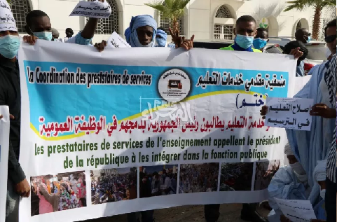 Manif des enseignants prestataires devant le ministère de tutelle "Photos"