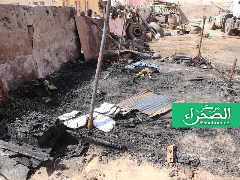 آثار الحريق الذي قضى فيه 5 أطفال - (المصدر: الصحراء)