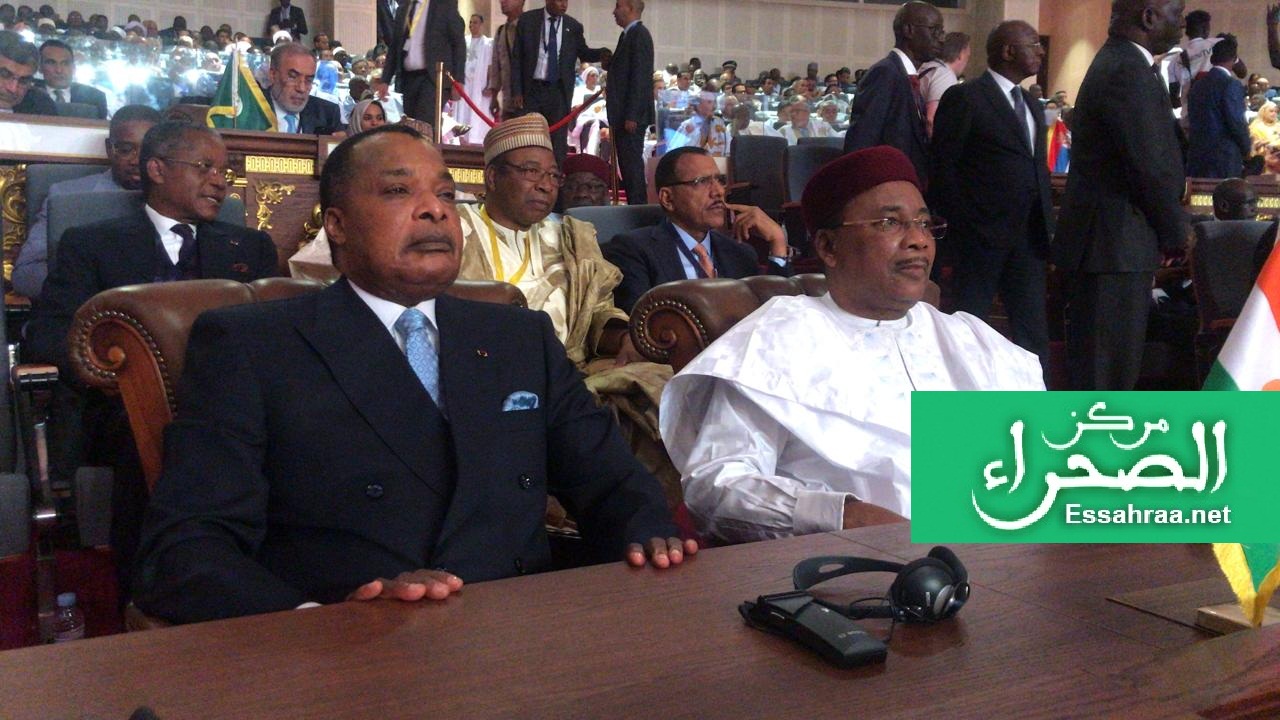 رئيس النيجر ممادو إيسوفو رفقة رئيس الكونجو دينيس ساسو انكيسو - (المصدر: الصحراء)