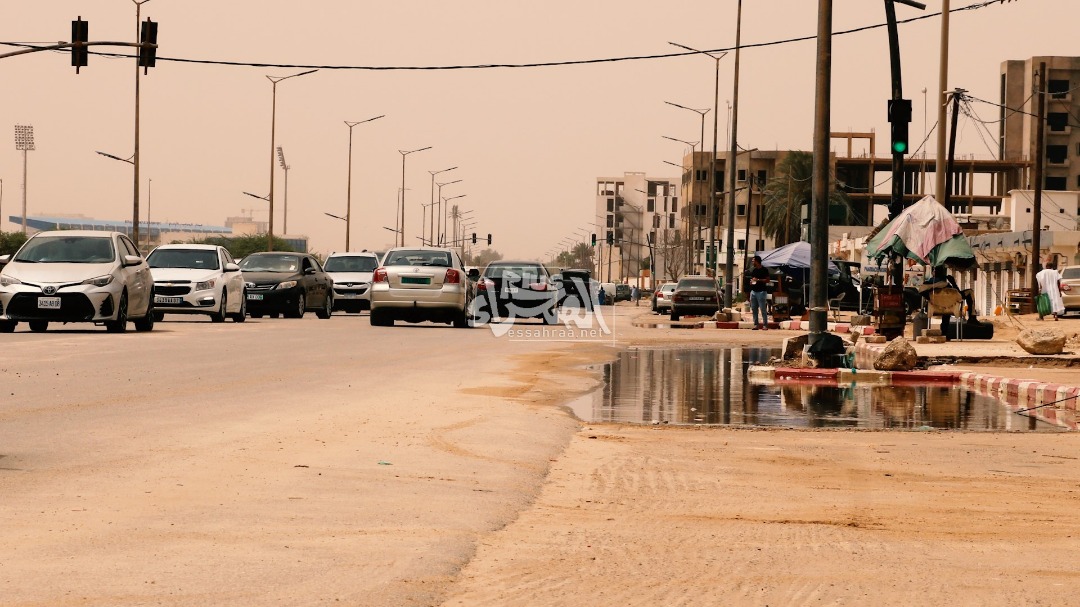 نواكشوط بعد تساقطات مطرية خفيفة ـ (المصدر: الصحراء)