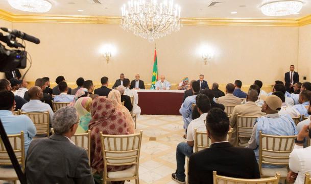 جانب من لقاء الرئيس غزواني بممثلي الجالية الموريتانية في الولايات المتحدة