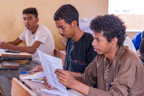 جانب من انطلاق امتحان الباكلوريا في مخيم "أمبره"