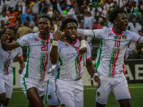 جانب من احتفالات لاعبي "المرابطون" خلال مباراة السودان- FFRIM