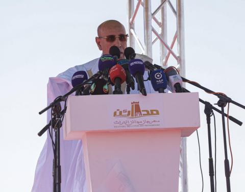 الرئيس غزواني خلال إطلاقه للنسخة الـ12 من مهرجان "مدائن التراث"- الصحراء