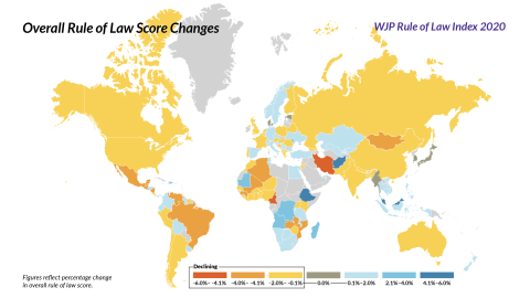 خريطة دولة القانون في العالم (المصدر: WJP)