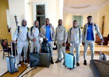 بعض لاعبي المنتخب الوطني لدى وصوله إلى المغرب- FFRIM