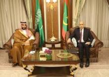 ولي العهد السعودي مع الرئيس محمد ولد الشيخ الغزواني (المصدر: وكالات)