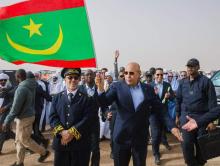 الرئيس غزواني خلال وضع حجز الأساس لطريق أطار شنقيط- رئاسة الجمهورية
