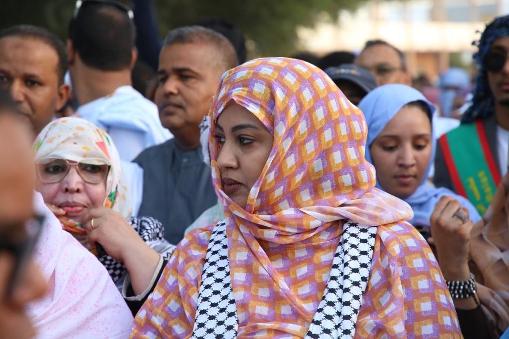 السيدة الأولى خلال مشاركتها في المسيرة التضامنية مع غزة